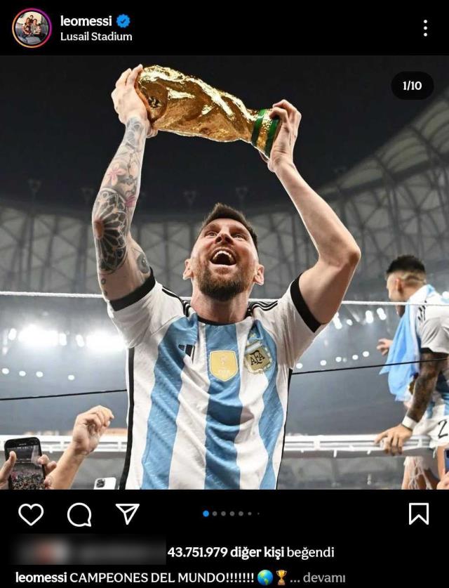 Tarihe geçen paylaşım! Messi'nin kupalı fotoğraflarının beğeni sayısı ağızları açık bıraktı