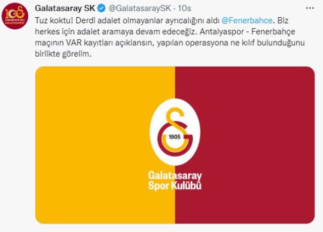 Tuz koktu! Galatasaray'dan derbi öncesinde ezeli rakibine olay paylaşım