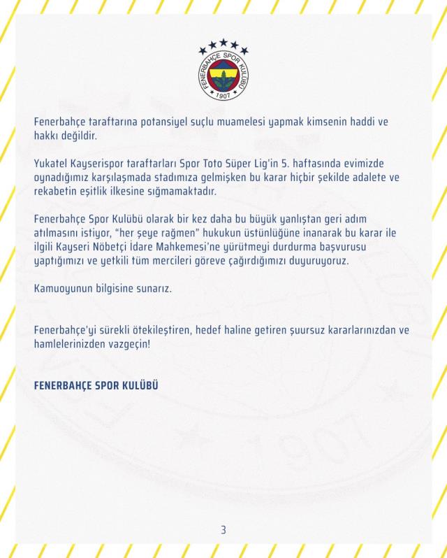 Deplasman yasağı için Fenerbahçe'den sert açıklama: Bu ayıp Türk futboluna yapılmıştır