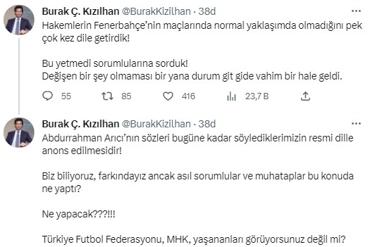 Faal Futbol Hakemleri Derneği Başkanı Arıcı'dan çok konuşulacak iddia: Fenerbahçe'ye karşı örgütlenmiş olabilirler